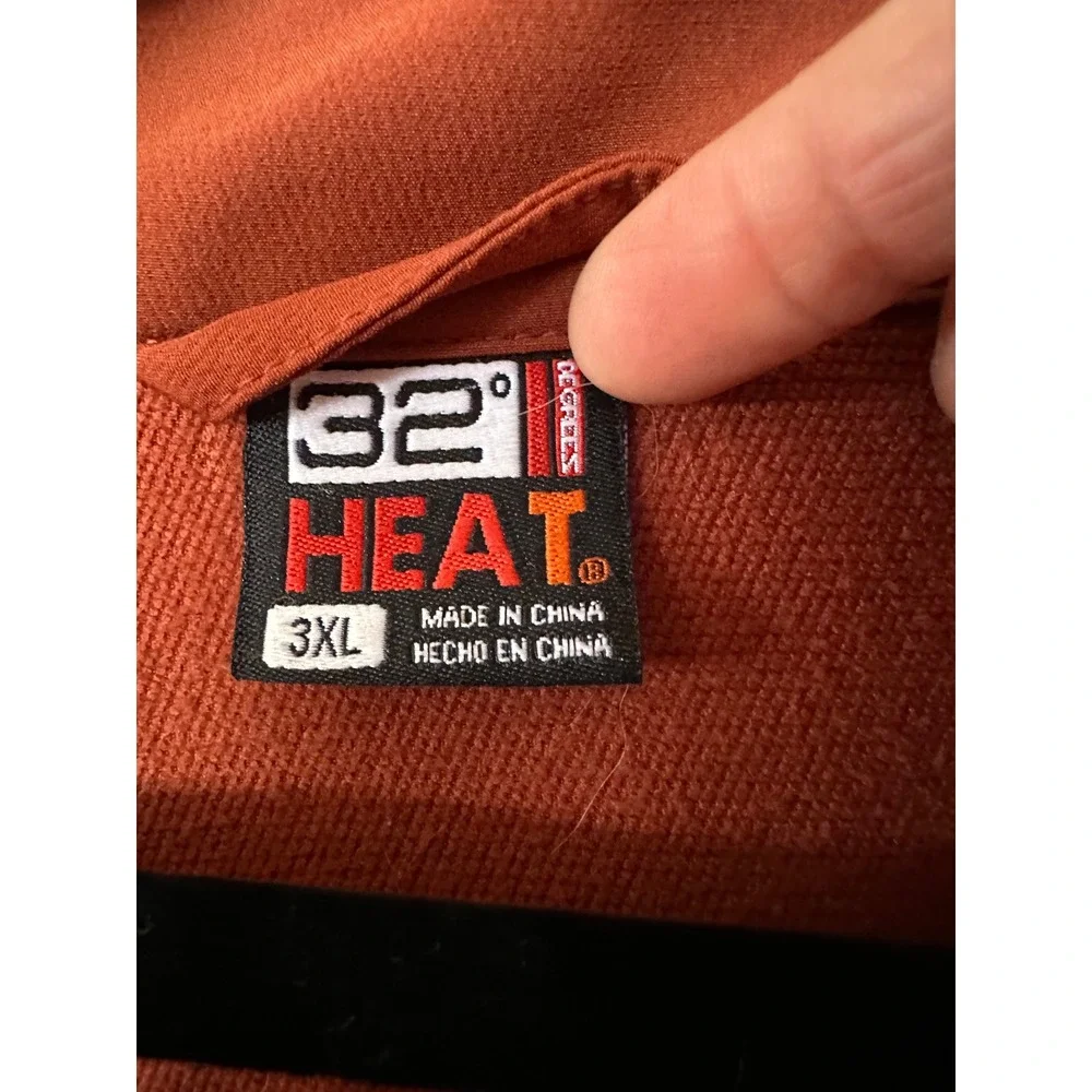 32 Degrees Heat Mens 3XL Softshell Jacket Burnt Orange Full Zip Warm Layer